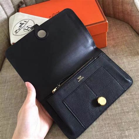 hermes dogon togo leather wallet black|Dogon Duo wallet .